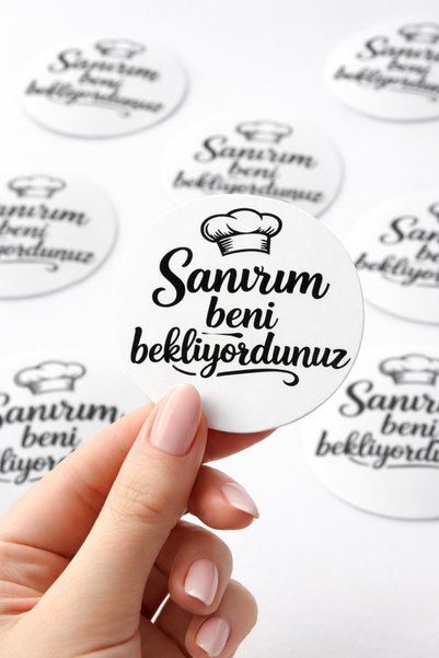 Hayali Çizgili I Think You Were Waiting for Me Sticker Takeaway Restaurant Cafe Presentation Label Stylish Packaging
