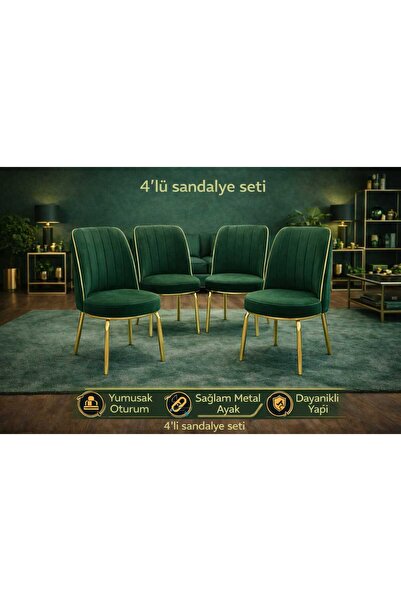 Efsane i.E.G GOLD SANDALYE 4 ADET SALON MUTFAK YEMEK ODASI BAHÇE BALKON OTEL ...