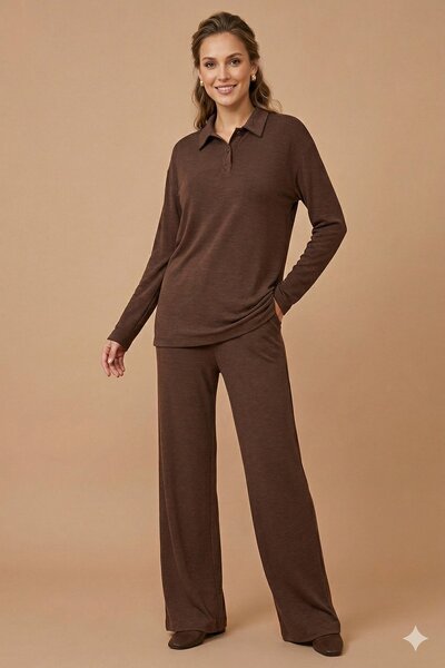 Rain and River Polo collar long sleeve basic suit