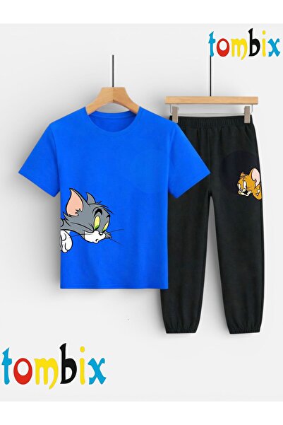 tombix Cat-Mouse Printed T-Shirt and Sweatpants (Bottom Sweatpants with Pocke...
