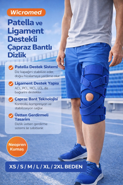 wicromed Patella ve Ligament Destekli Neopren Dizlik Çapraz Bağ Destekli Meni...