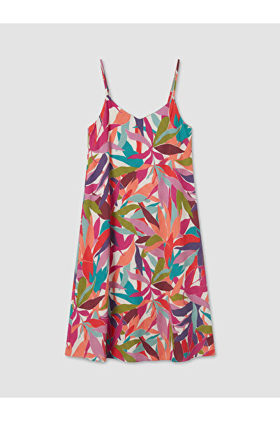 LC Waikiki NEVAVM με διαφορά LCWAIKIKI Κλασικό Μικτό Φόρεμα με λαιμόκοψη V κα...