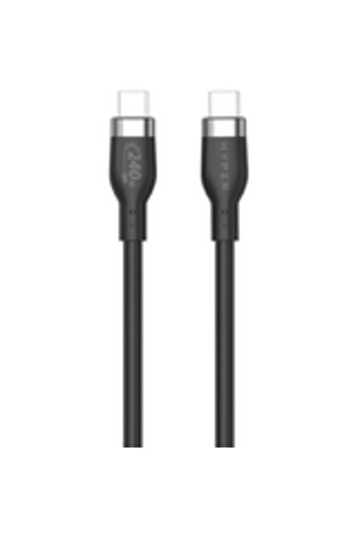 Hyper 2М Силиконов 240W USB-C кабел за зареждане - Черен