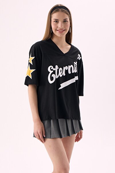 CrepTekstil Crep Γυναικείο T-Shirt Eternity Printed College με λαιμόκοψη V κα...