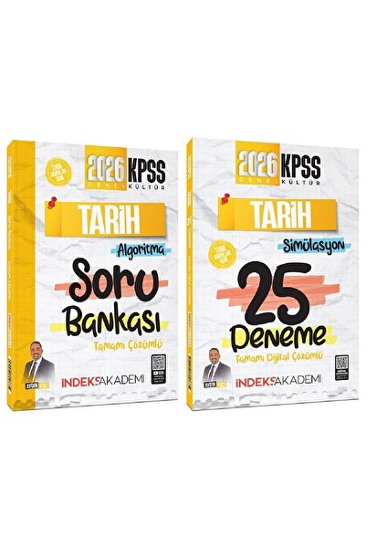 İndeks Akademi 2026 KPSS Tarih Soru Bankası + 25 Deneme 2 li Set - Aydın Yüce...
