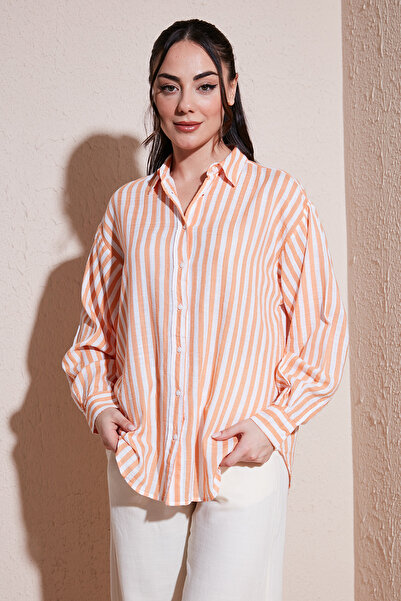 Fashion Friends Βαμβακερό ριγέ μακρυμάνικο πουκάμισο oversize 26Y0670K1