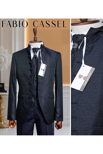 FABIO CASSEL Erkek Slim Fit Damatlık Takım Elbise – Düğün İçin Özel Tasarım