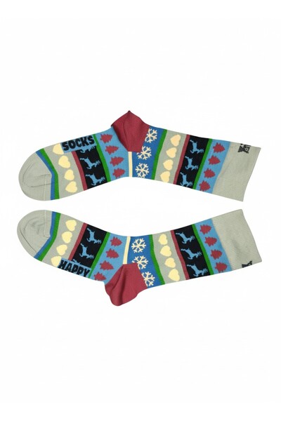 Dark Velvet Gray Winter Themed Patterned Unisex Socks