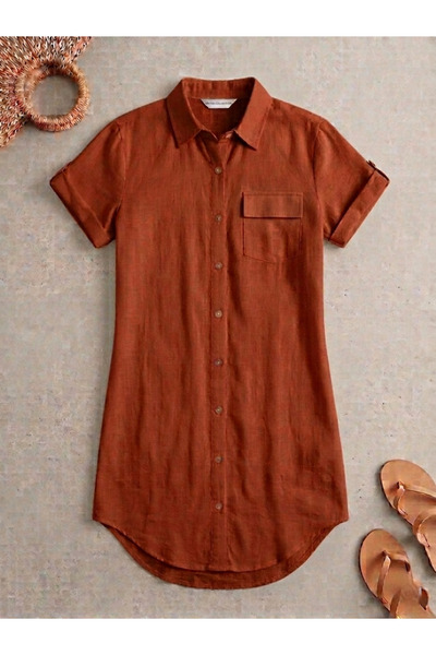 meysa collection Meysa Kadın Müslin Yazlık Gömlek Elbise - %100 Pamuklu Nefes...