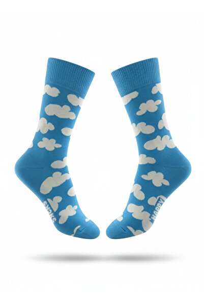Dark Velvet Blue Cloud Patterned Unisex Socks