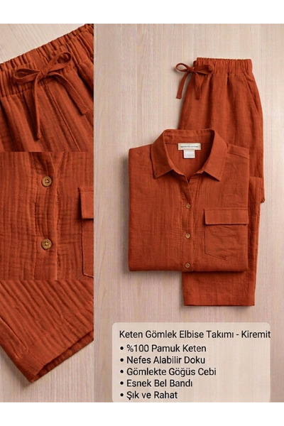 meysa collection Meysa Kadın Müslin Yazlık Gömlek ve Alt Elbise - %100 Pamukl...