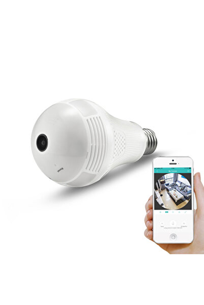vidsel Κάμερα Bec LED cu IP VR bulb κάμερα Πανοραμική WI-Fi 360EyeS 100-240V ...