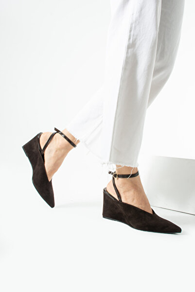 dericia shoes Swaywomen's Genuine Leather Brown Suede Pointed Toe Heeled Shoes