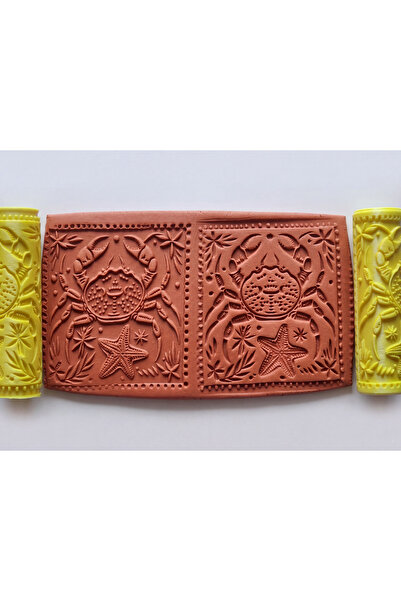 Atölye Dekupaj Model 161 -Yengeç Motifi Deboss & Emboss İkili Set - Polimer K...