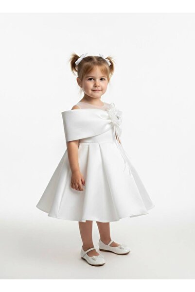 BİLGEN Style Κοριτσίστικο Σατέν Φλοράλ Νυφικό για Ειδική Περίσταση