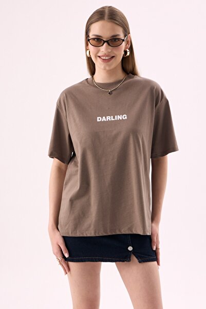 CrepTekstil Tricou Crep pentru femei Darling, cu imprimeu în față și la spate...