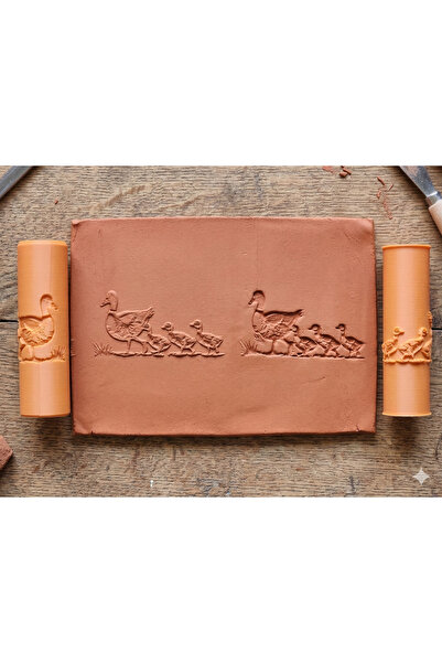 Atölye Dekupaj Model 251 -Ördekler Deboss & Emboss İkili Set - Polimer Kil Se...