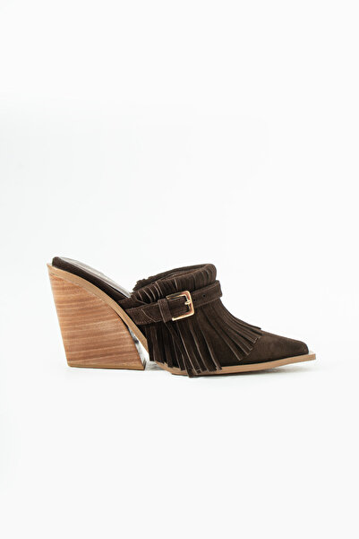 dericia shoes شبشب نسائي فاخر من الجلد الطبيعي باللون البني من جلد الغزال مع ...