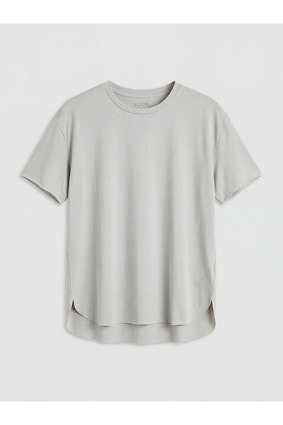 LC Waikiki Koor Sport Grey Oval Collar Women's Oversized Sports T-Shirt with ...