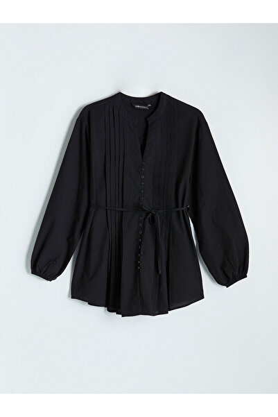 LC Waikiki NEVAVM Farkıyla LCW Modest Μαύρη Μπλούζα με Σούρες στον Γιακά - S6...