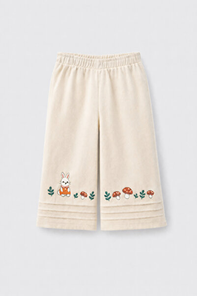 My Baby's World Rabbit & Mushroom Embroidered Girls' Pants