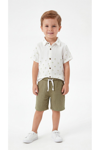 Mışıl Kids Σετ πουκάμισο και σορτς για αγόρια με σχέδιο φοίνικα