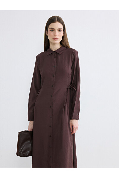 LC Waikiki Lcw Modest Brown Modal Blended Shirt Dress with Nevavm Difference ...