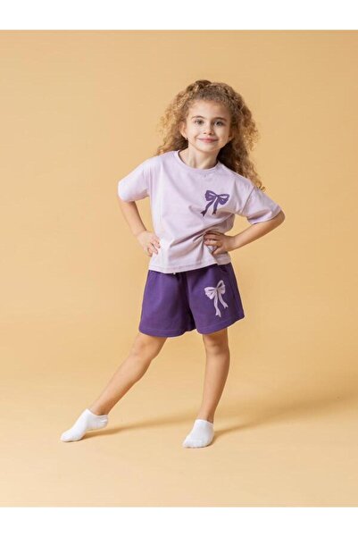 TAYO BABY Girl's Top and Bottom Set with Back Bow Detail Tshirt & Shorts 100%...