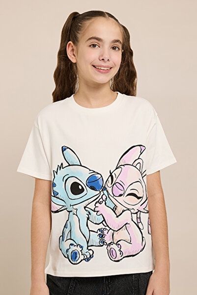 R&B تي شيرت Angel & Stitch برقبة دائرية وأكمام قصيرة