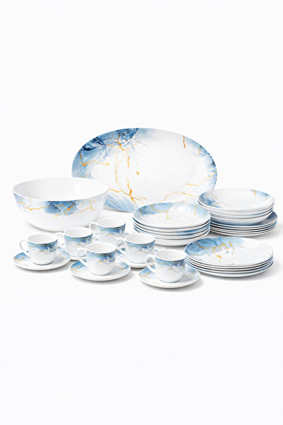 Nu Σερβίτσιο φαγητού Όπαλ 32 τεμαχίων ​ ​ τεμάχια, σχέδιο λευκού μαρμάρου, χρ...