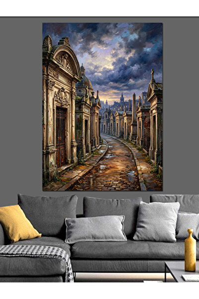 Artmeg Pânză decorativă cu peisaj urban nocturn - Tablou din lemn MDF