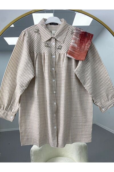 VOLT CLOTHİNG Γυναικείο πουκάμισο με λεπτομέρειες από πέτρα