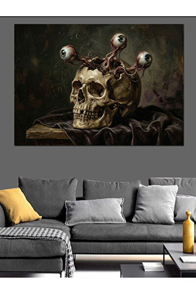 Artmeg Pânză decorativă cu design artistic cu trei ochi și craniu - Tablou di...