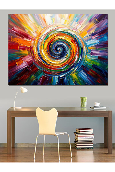 Artmeg Pânză decorativă cu artă abstractă în culorile curcubeului - Tablou di...