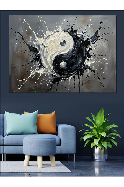 KanvasSepeti Siyah Beyaz Yin Yang Sanatı Dekoratif Kanvas Tablo - Yağlı Boya ...