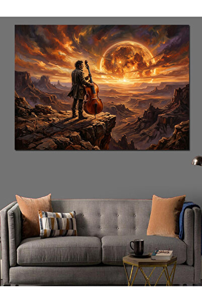 Artmeg Midnight Cellist Musician Decorative Canvas - Mdf Wood Painting