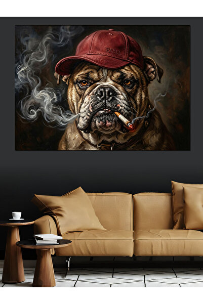 Artmeg Smoking Charismatic Bulldog Dog Decorative Canvas - Mdf Wood Painting