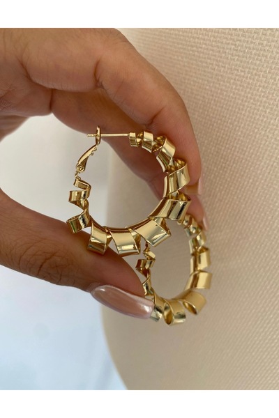Bade Jewelry Fd Gold Spiral Model Basic&Modern Hoop Earrings