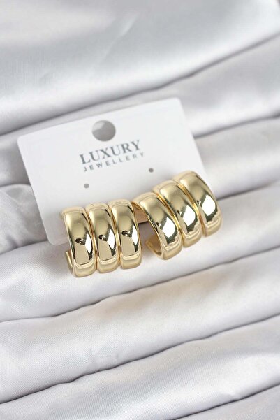 Inure Jewelry أقراط نسائية من النحاس باللون الذهبي بتصميم ثلاثي الأبعاد