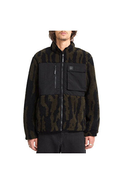 Volcom ΣΤΟΡΜ ΣΤΟΟΝ Φούτερ με φερμουάρ Σέρπα, σχέδιο φύλλου φασκόμηλου, Λ