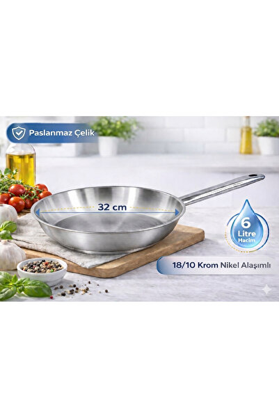 Net Çelik Tek Saplı Çelik Tava 32 cm