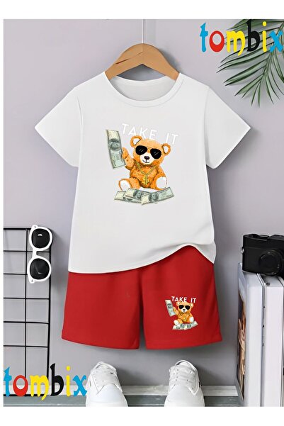 tombix Take It Ayicik Printed T-Shirt Shorts Summer Children's Set