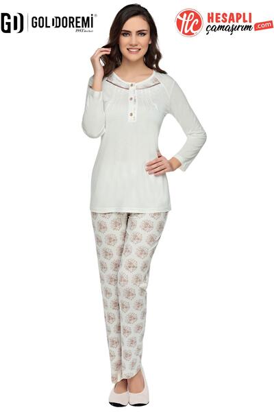 gd goldoremi Flz 89-286 Costum de pijama cu mâneci lungi, cu model, pentru femei