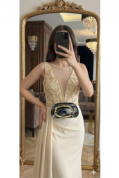 Gogoey Nouă geantă de seară la modă, de culoare aurie, elegantă, pentru nuntă...
