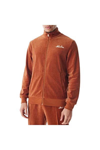 NEW ERA Βελουτέ αθλητικό μπουφάν μεσαίο καφέ Μ