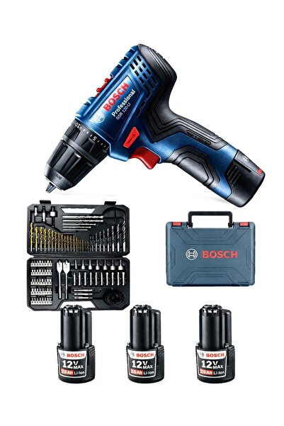 Bosch Gsr 120 Li Darbesiz 3×2 Ah Akülü Vidalama ve V-Line 103 Parça Uç Seti