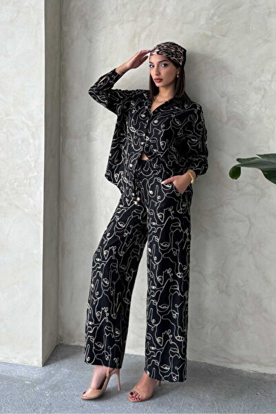 VERYMODA Pantaloni brodați - Negri |   F1900