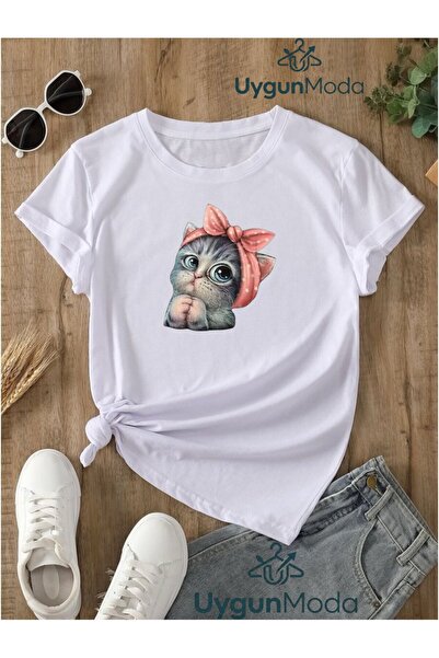UygunModa Cute Cat Printed T-Shirt