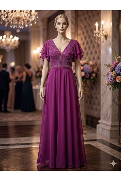 Modahiro Φόρεμα από σιφόν με χάντρες σε μεγάλο μέγεθος MDH5586