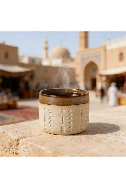 KB Handmade Geometric Ceramic Mug 250ml, Heat-Resistant Arabic Cup, Saudi Sty...